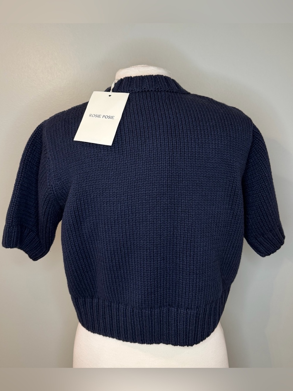 Rosie Posie Navy Blue sweater with white bows - Picture 2 of 4